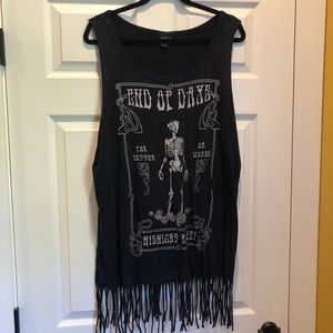 TORRID GRAY FRINGE TANK TOP